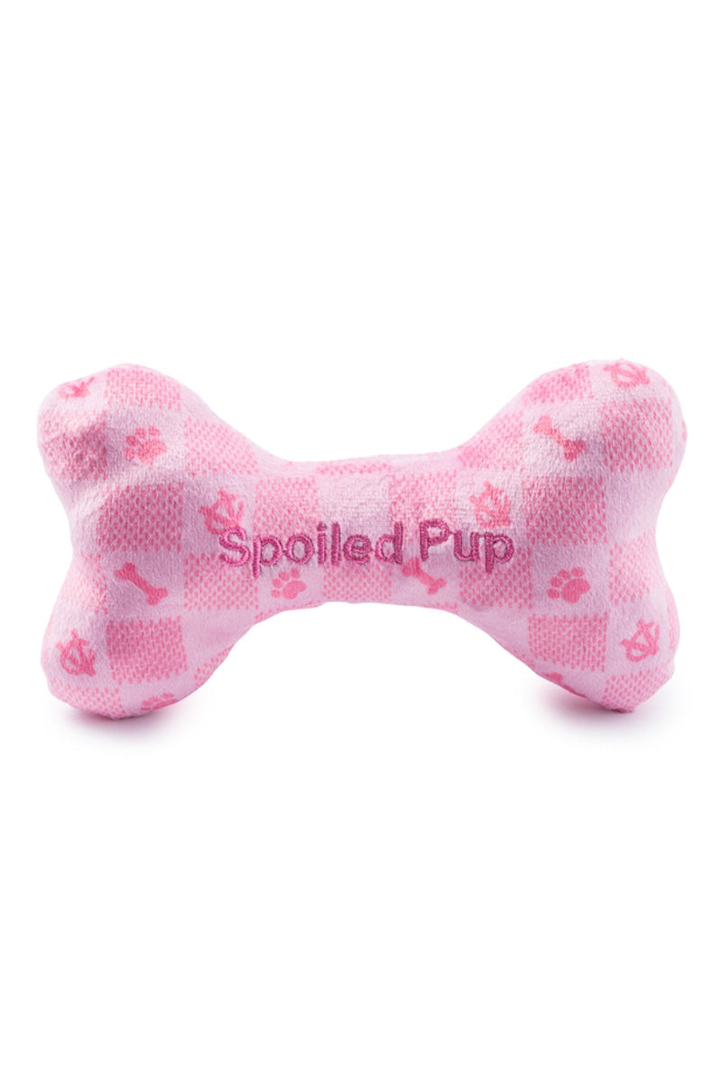 Pink Checker Chewy Vuiton Bone Dog Toy Large