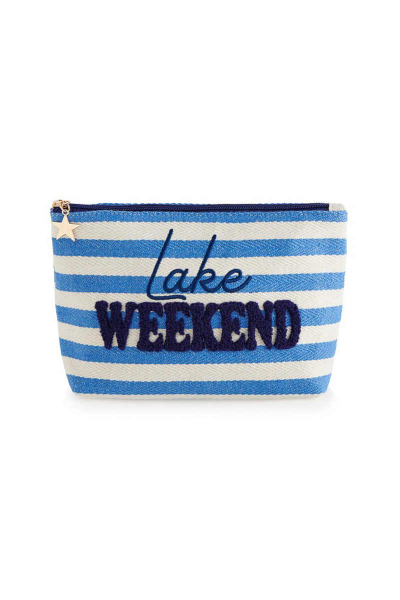Shiraleah Morgan "Lake Weekend" Large Zip Pouch Blue