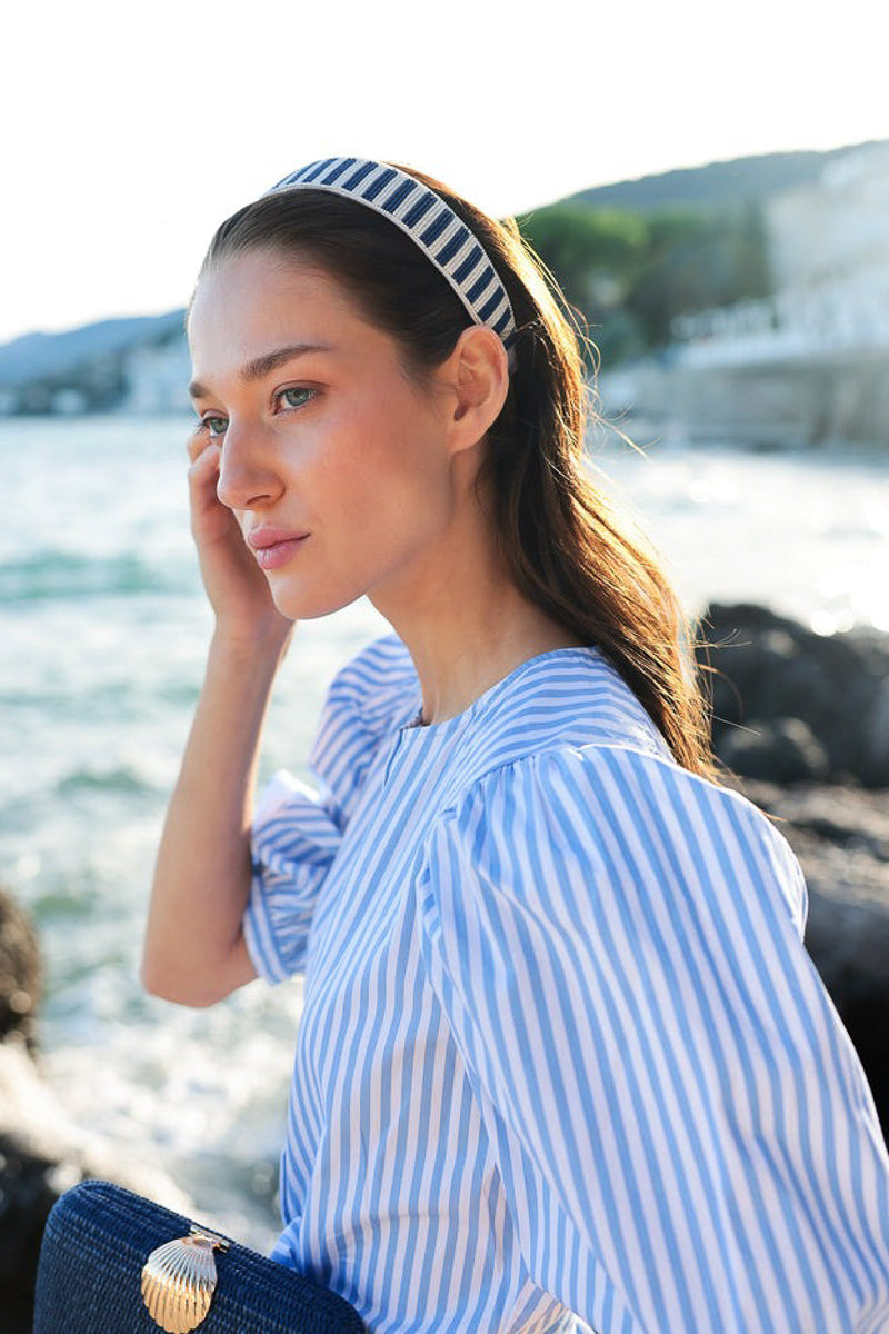 Shiraleah Beaded Stripe Headband Navy
