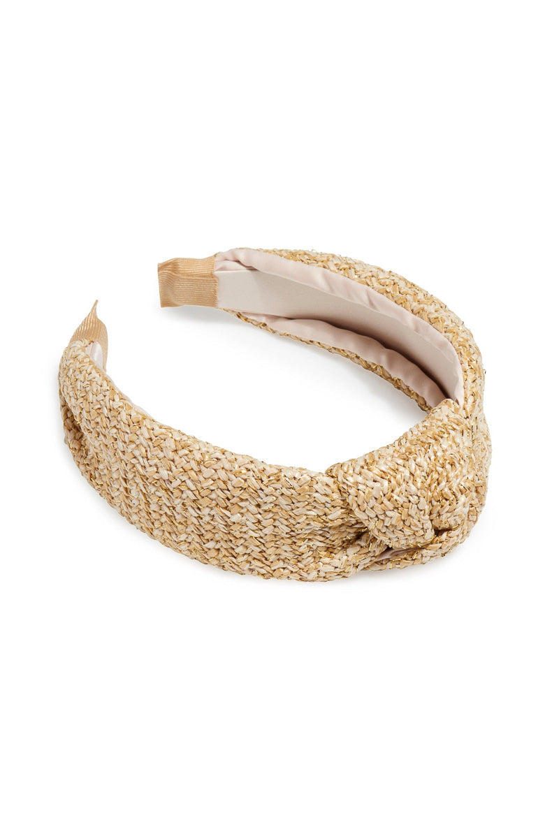 Shiraleah Woven Lurex Knotted Headband Natural