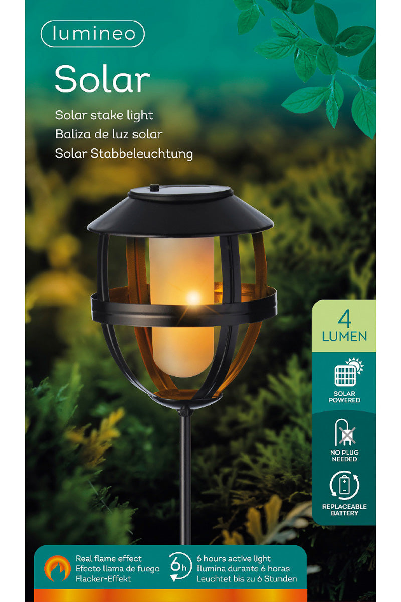 Lumineo Solar Metal Torch On Pole Fire Flame