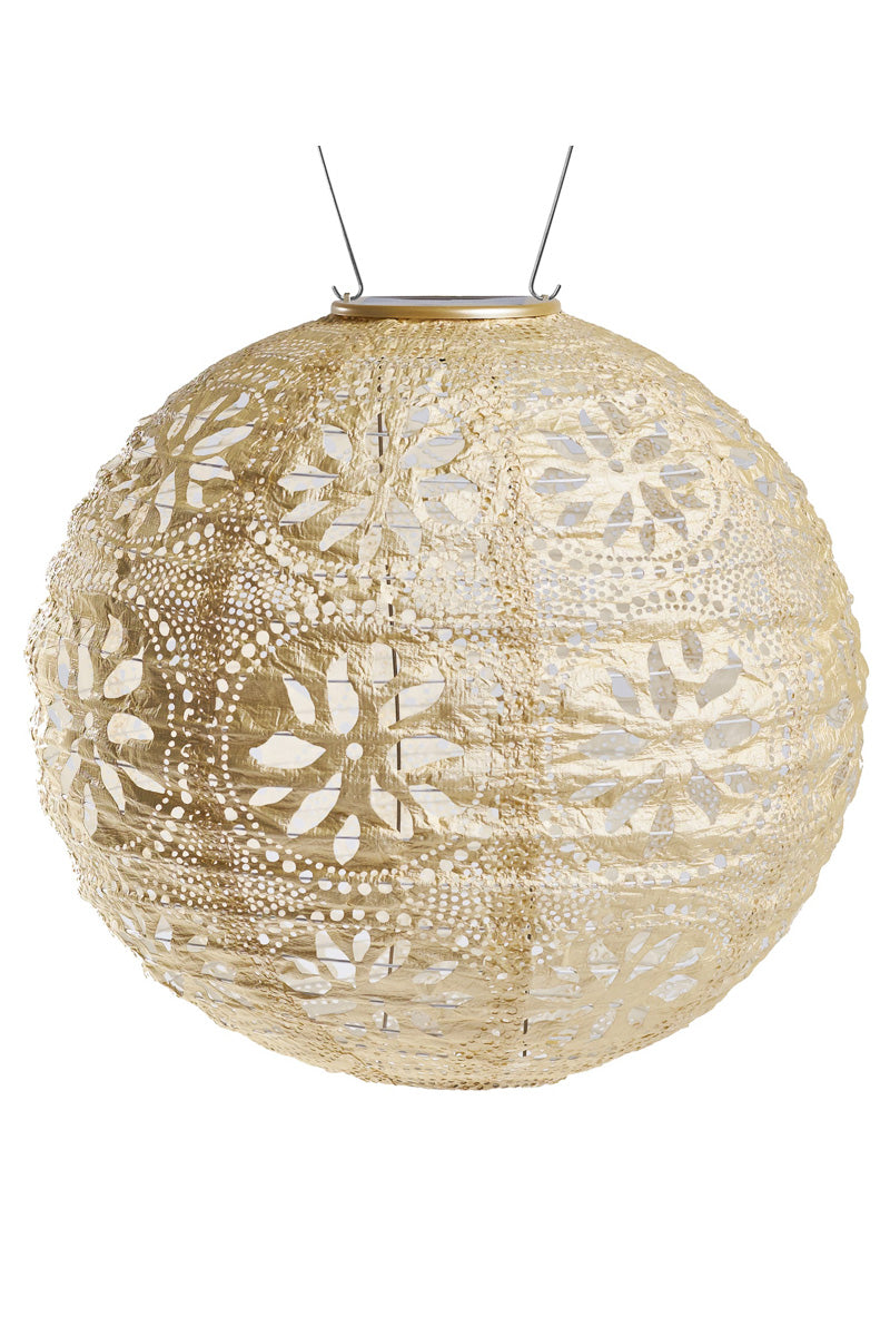 Soji Stella Globe Boho Solar Lantern 12" Pearl