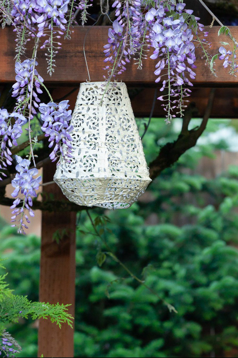 Soji Stella Prism Solar Lantern 11" Pearl
