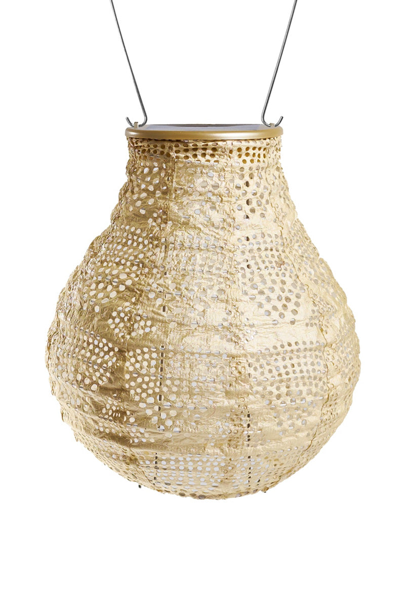 Soji Stella Bulb Wave Solar Lantern 8" Pearl