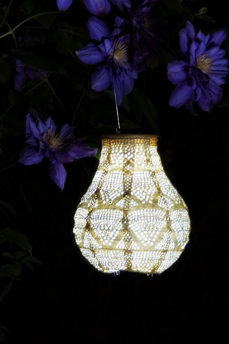 Soji Stella Bulb Wave Solar Lantern 8" Pearl