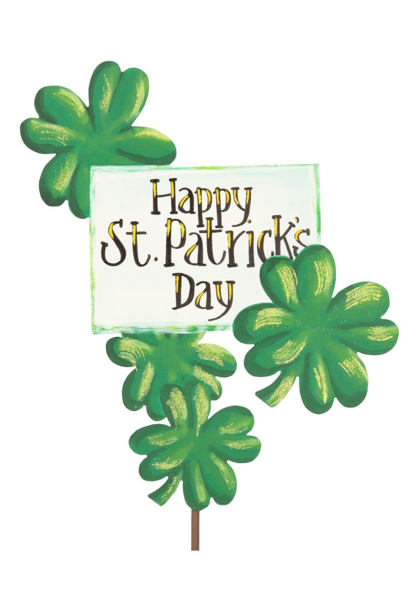 "Happy St. Pat's" Shamrock Sign Stake