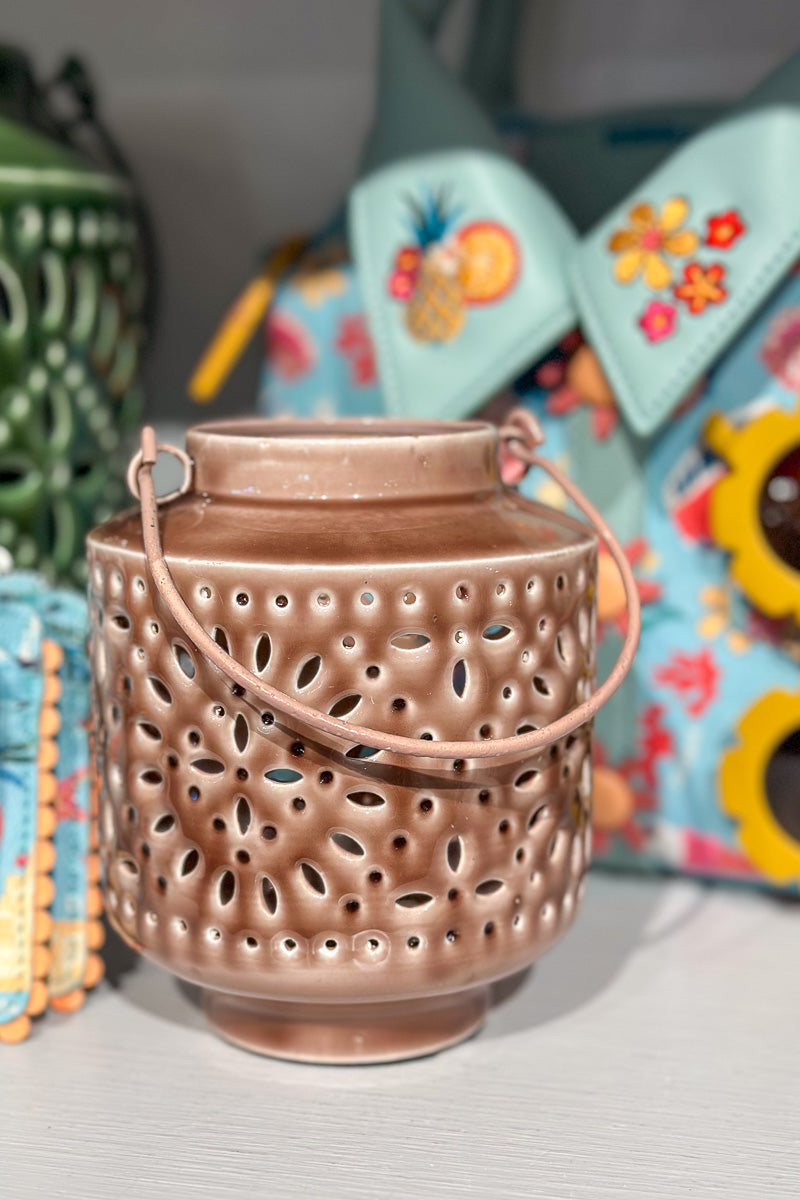 Aura Lantern Enamel & Metal Small Lavender