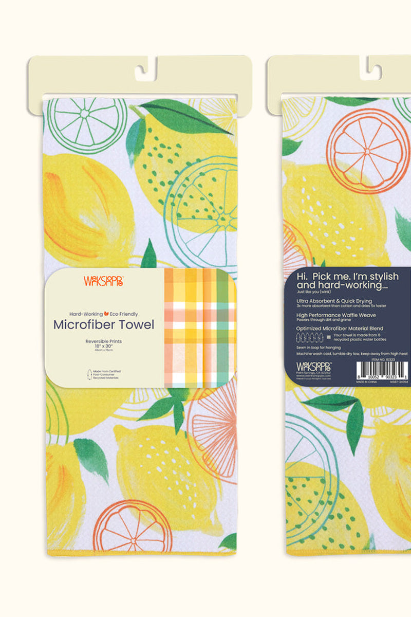 Microfiber Towel Lemon Plaid