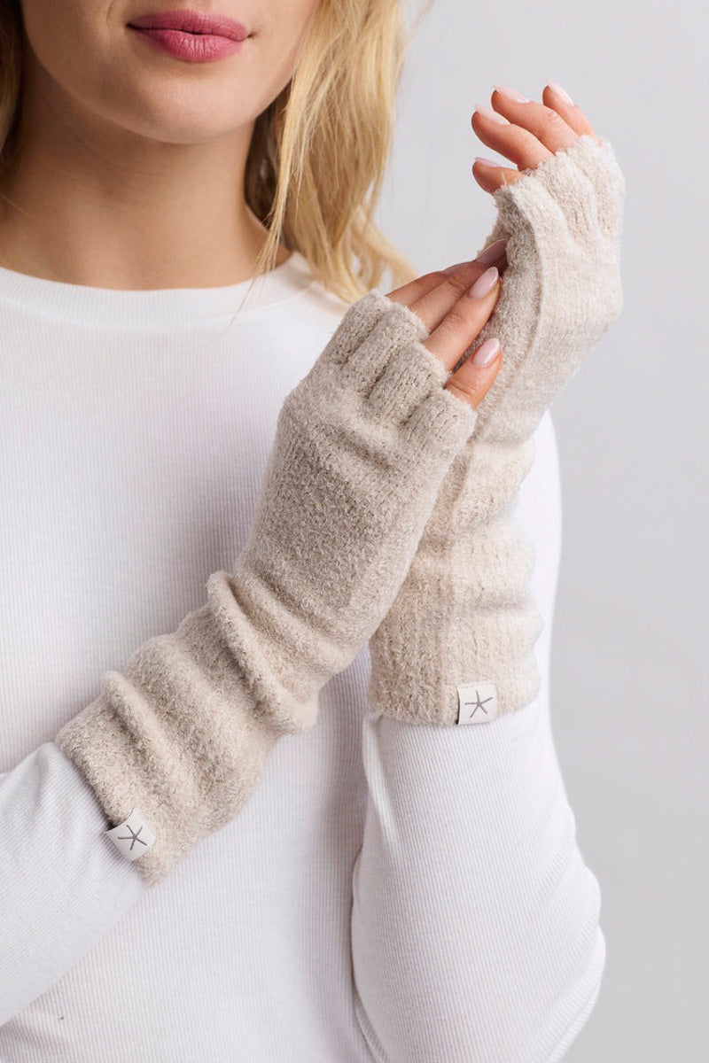 CozyChic Lite Fingerless Gloves S/M Stone