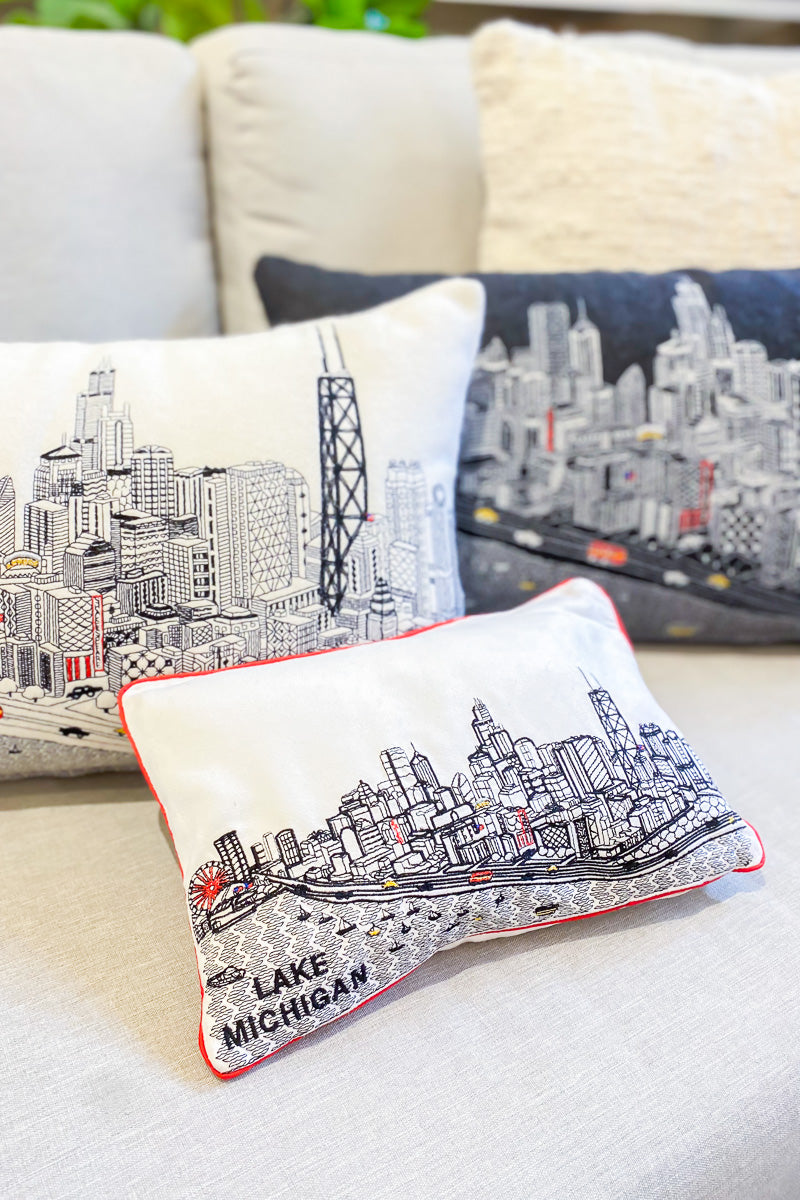 Chicago Sklyine Embroidered Travel Pillow