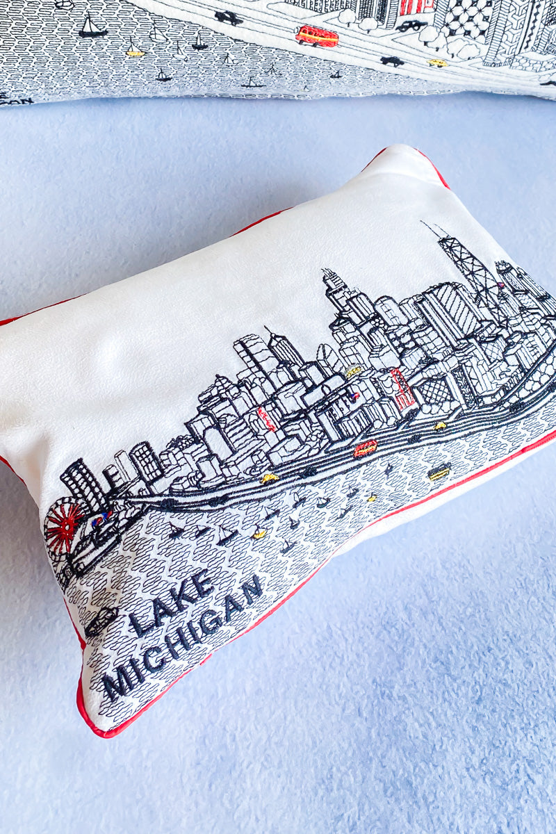 Chicago Sklyine Embroidered Travel Pillow