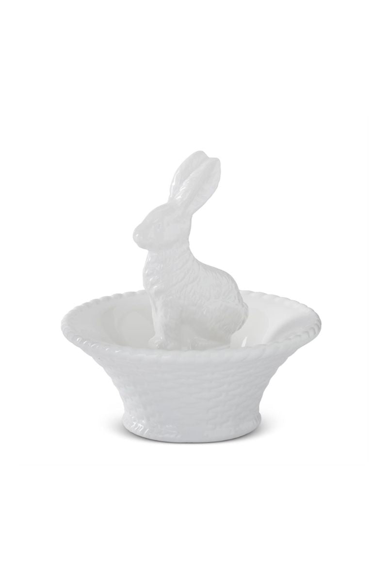 Bunny In Basket Bowl 9.5" White