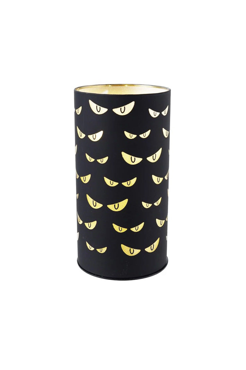 Glass LED Light with Spooky Eyes Matte Black & Gold Finish
