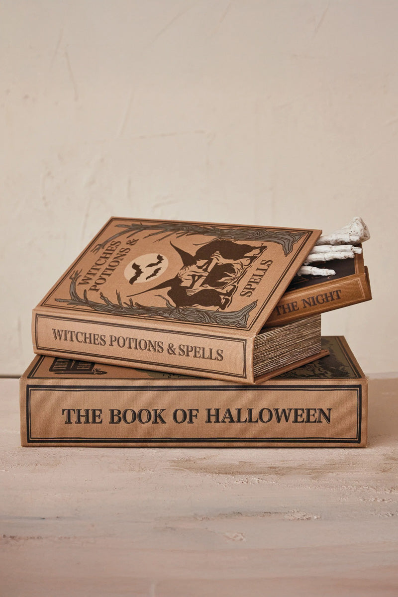 Linen Halloween Themed Book Storage Boxes Set of 3