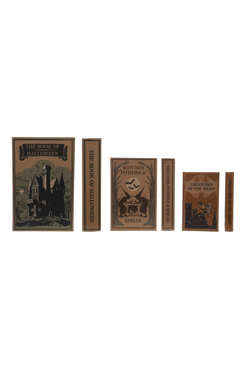 Linen Halloween Themed Book Storage Boxes Set of 3